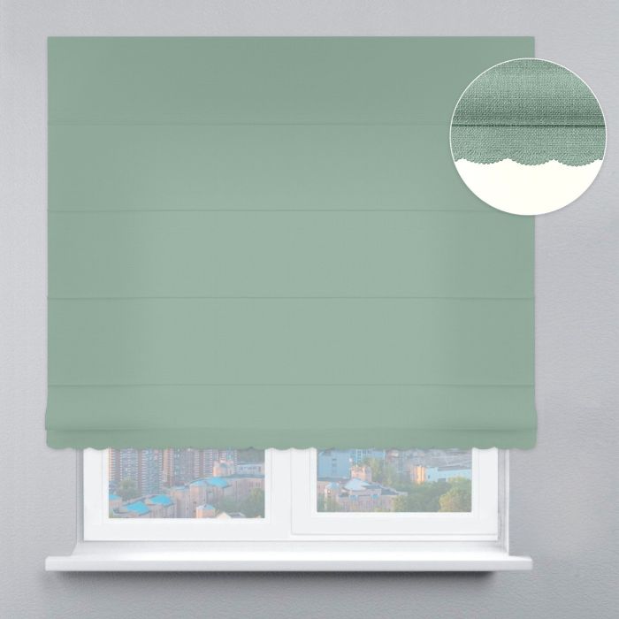 Римська штора Рогожка Преміум з ланцюжковим карнизом з ажуром м'ятний