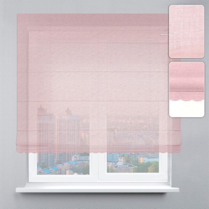 Римська штора Тюль із ланцюжковим карнизом із ажуром рожевий