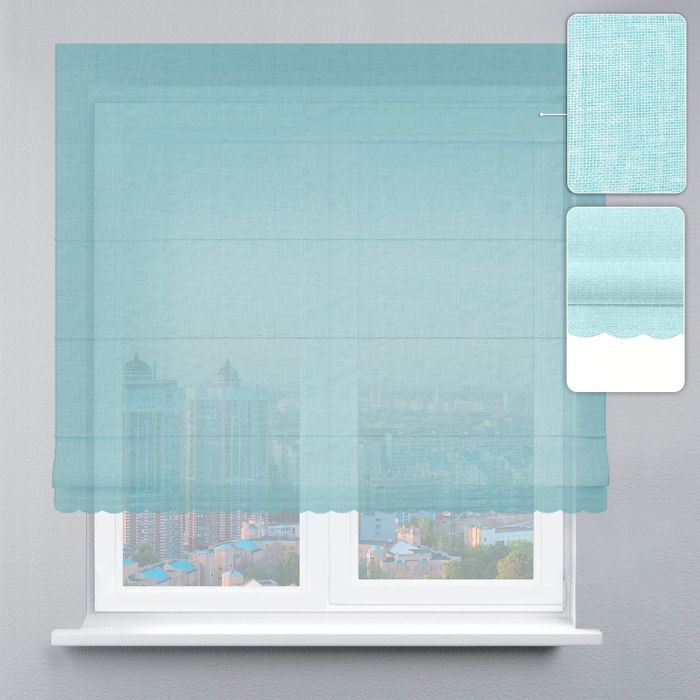 Римська штора Тюль із ланцюжковим карнизом із ажуром блакитний