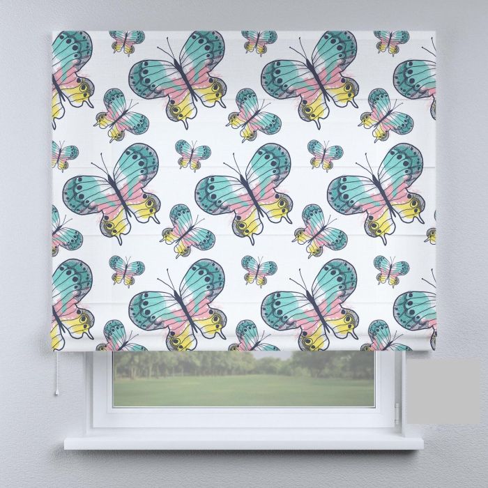 Римська штора з ланцюжковим карнизом метелики Тройдес різнокольорові