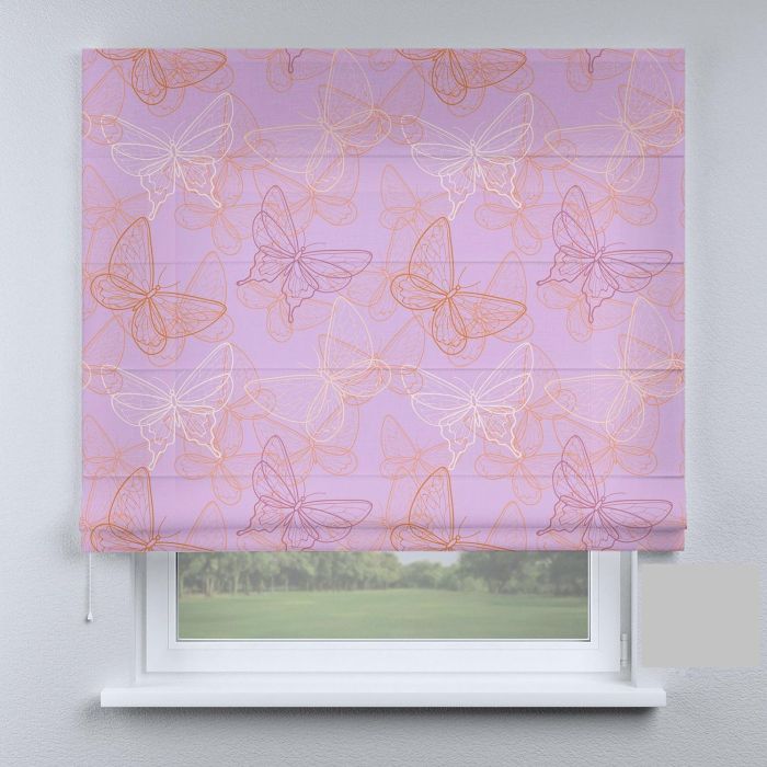 Римська штора з ланцюжковим карнизом метелики рожеві