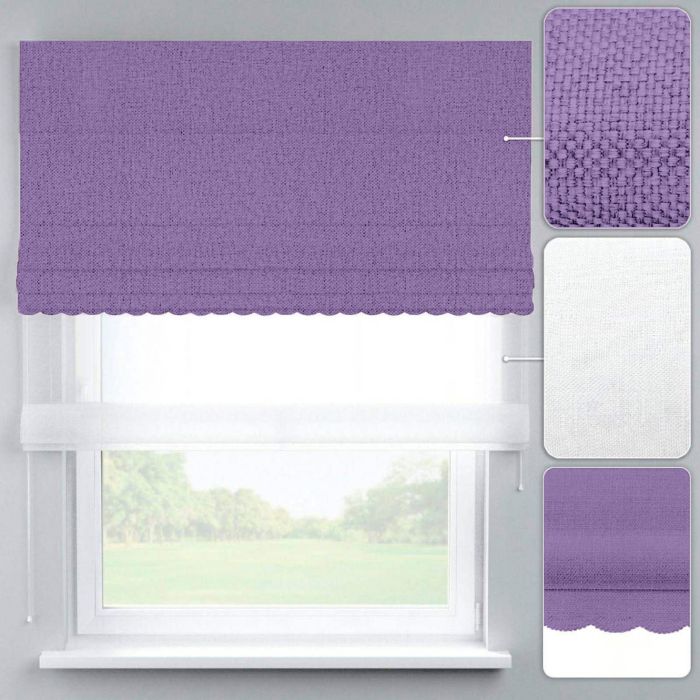 Римська штора День-Ніч Тюль/Дімаут з ланцюжковим карнизом з ажуром бузковий