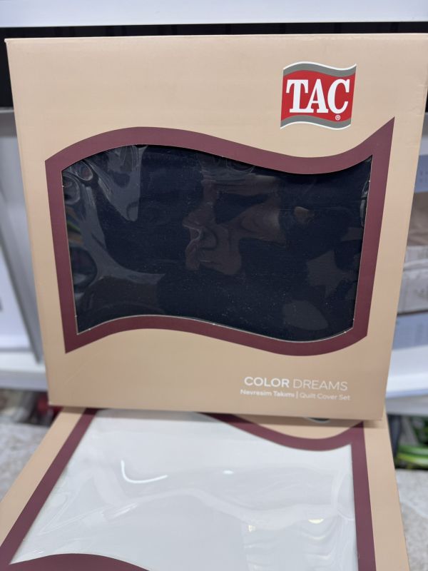 Двоспальний King Size комплект TAC Basic Black Сатин