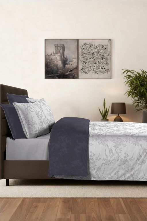 Двоспальний Євро комплект La Romano Mona Merida Grey Сатин Делюкс