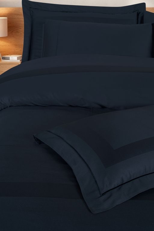 Двоспальний Євро комплект La Romano Mona Montova Navy Blue Сатин Делюкс