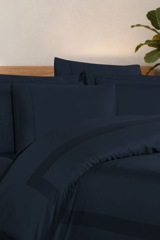 Двоспальний Євро комплект La Romano Mona Montova Navy Blue Сатин Делюкс