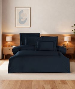 Двоспальний Євро комплект La Romano Mona Montova Navy Blue Сатин Делюкс