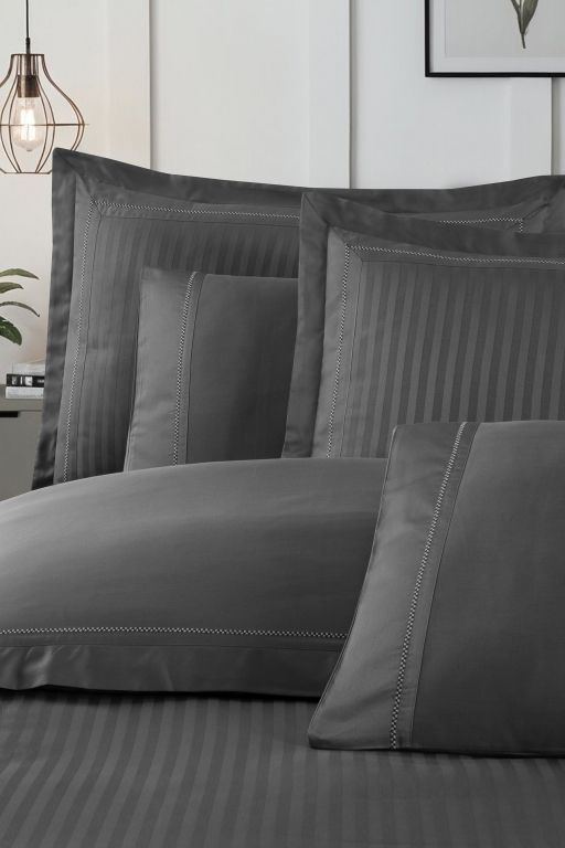 Двоспальний Євро комплект La Romano Mona Orcella Grey Сатин Делюкс