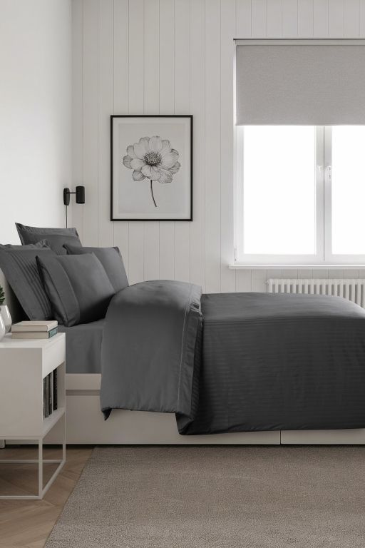 Двоспальний Євро комплект La Romano Mona Orcella Grey Сатин Делюкс