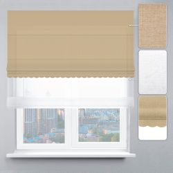 Римська штора День-Ніч Тюль/Льон з ланцюжковим карнизом з ажуром бежевий