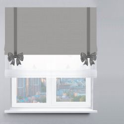 Римська штора День-Ніч Тюль/Льон з ланцюжковим карнизом з бантами стальний