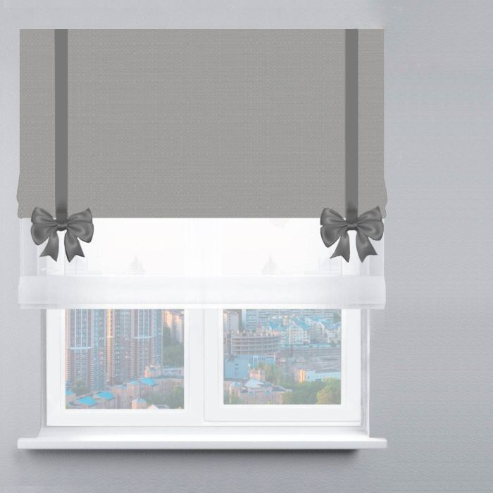 Римська штора День-Ніч Тюль/Льон з ланцюжковим карнизом з бантами стальний