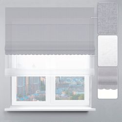 Римська штора День-Ніч Тюль/Льон з ланцюжковим карнизом з ажуром стальний