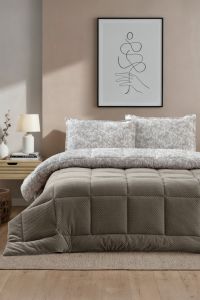 Двоспальний Євро комплект Moss Kupon Bej з покривалом 195х215 см