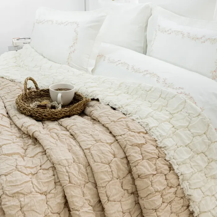 Євро комплект з мусліновим покривалом Zebra Casa Paloma Beige