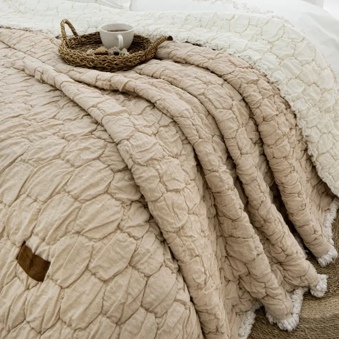 Євро комплект з мусліновим покривалом Zebra Casa Paloma Beige