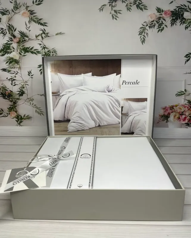 Двоспальний Євро комплект Romeo Home Percale Beyaz Сатин Преміум