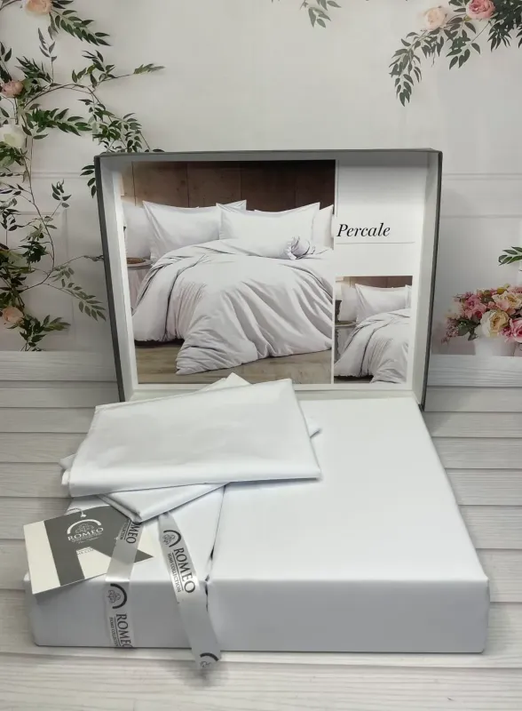 Двоспальний Євро комплект Romeo Home Percale Beyaz Сатин Преміум