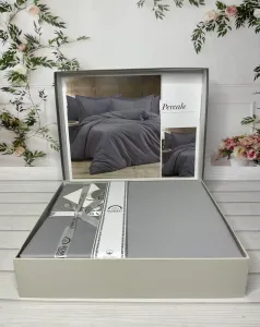 Двоспальний Євро комплект Romeo Home Percale Gri Сатин Преміум