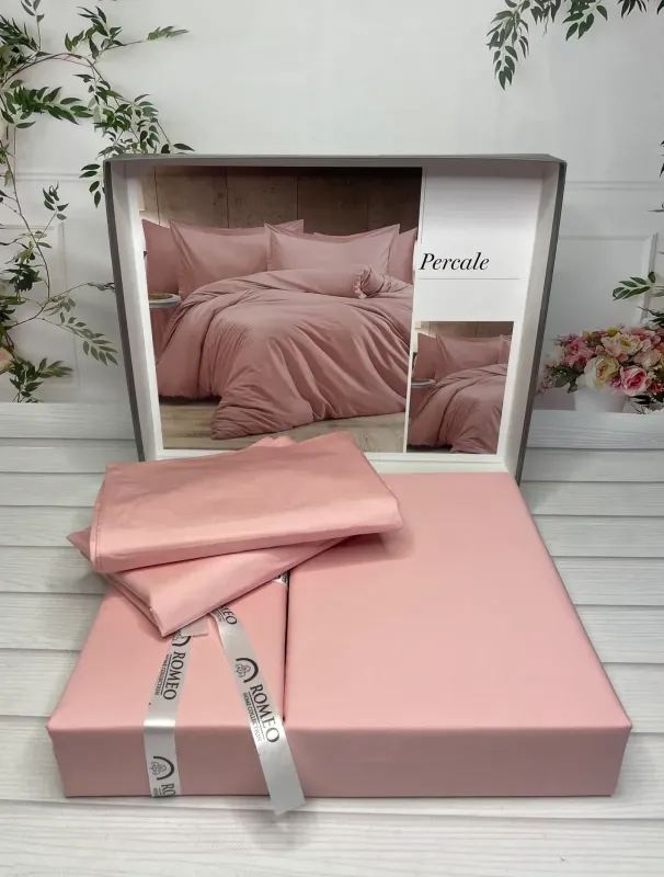 Двоспальний Євро комплект Romeo Home Percale Koral Сатин Преміум