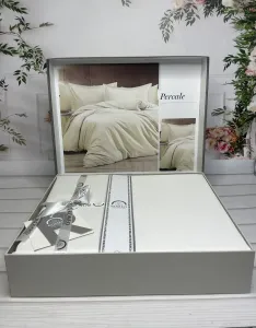 Двоспальний Євро комплект Romeo Home Percale Krem Сатин Преміум