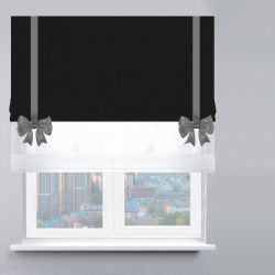 Римська штора День-Ніч Тюль/Велюр з бантами чорний