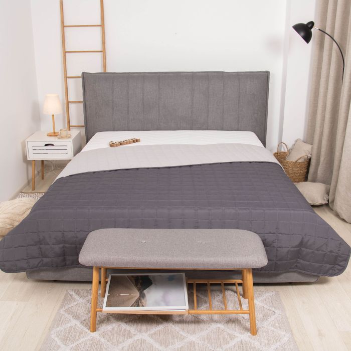 Покривало стьобане двустороннє Viluta Дует 210х220 Графіт