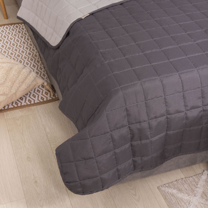 Покривало стьобане двустороннє Viluta Дует 210х220 Графіт