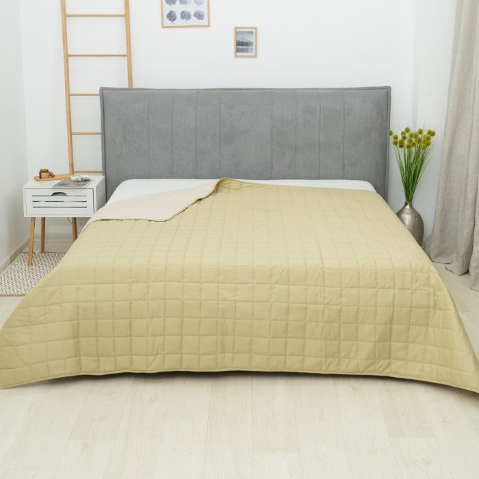 Покривало стьобане двостороннє Viluta Дует 140х210 Бежево-фісташковий