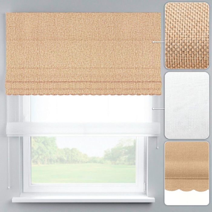 Римська штора День-Ніч Тюль/Дімаут з ажуром бежевий