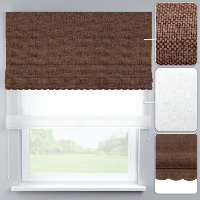 Римська штора День-Ніч Тюль/Дімаут з ланцюжковим карнизом з ажуром горіховий