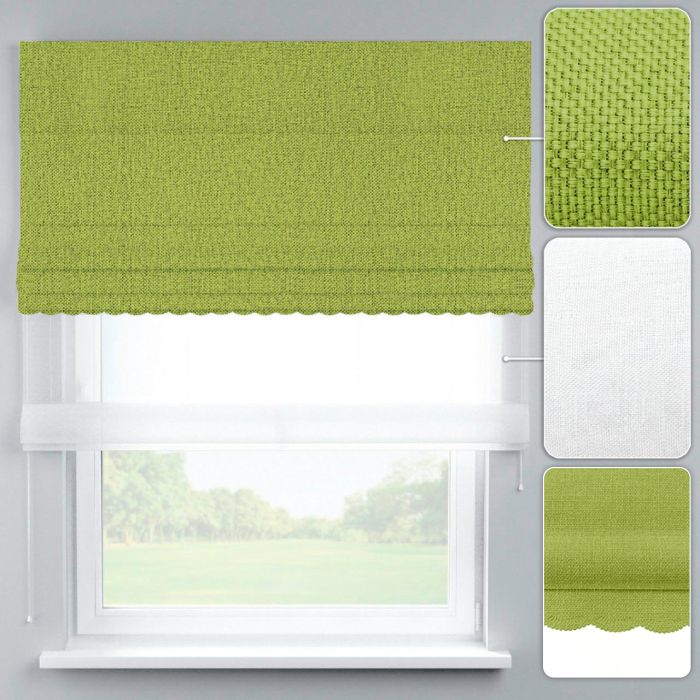 Римська штора День-Ніч Тюль/Дімаут з ланцюжковим карнизом з ажуром зелений