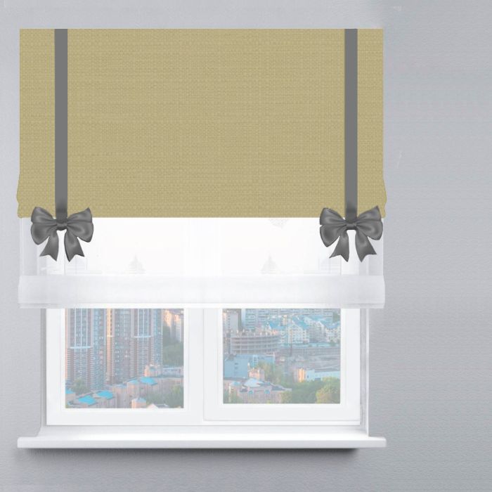 Римська штора День-Ніч Тюль/Рогожка Преміум з ланцюжковим карнизом з бантами зелений