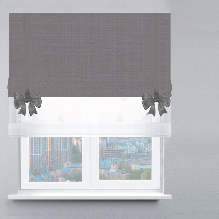 Римська штора День-Ніч Тюль/Рогожка Преміум з бантами антрацитовий