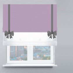 Римська штора День-Ніч Тюль/Рогожка Преміум з бантами бузковий