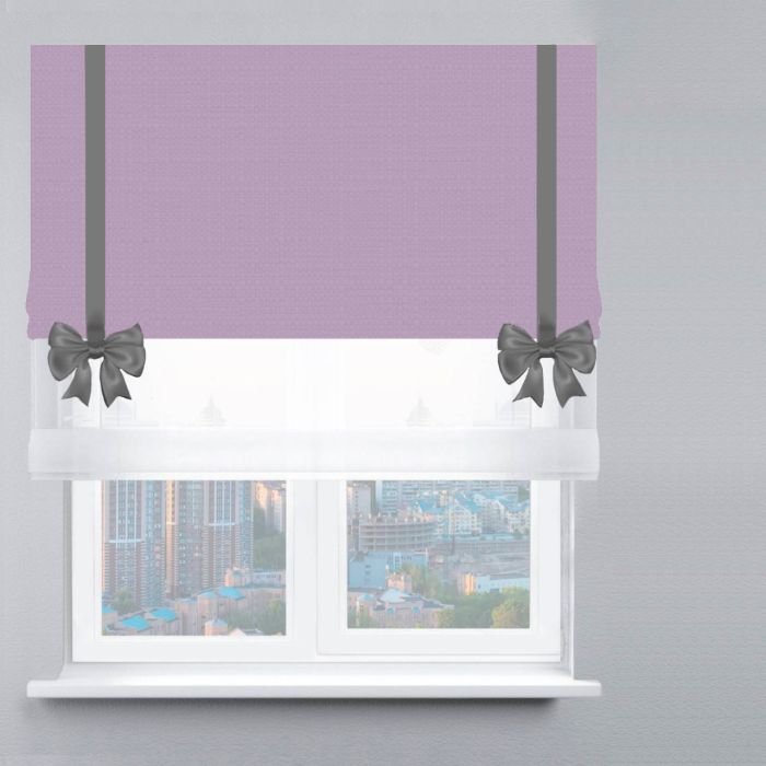Римська штора День-Ніч Тюль/Рогожка Преміум з бантами бузковий
