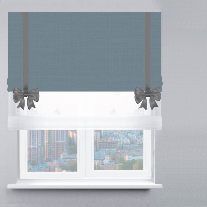 Римська штора День-Ніч Тюль/Рогожка Преміум з ланцюжковим карнизом з бантами морський