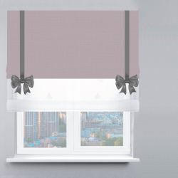 Римська штора День-Ніч Тюль/Рогожка Преміум з ланцюжковим карнизом з бантами капучино