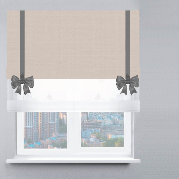 Римська штора День-Ніч Тюль/Рогожка Преміум з бантами бежевий