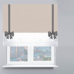 Римська штора День-Ніч Тюль/Рогожка Преміум з ланцюжковим карнизом з бантами бежевий