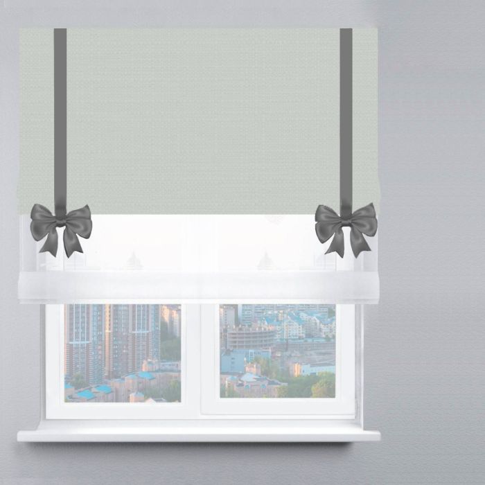 Римська штора День-Ніч Тюль/Рогожка Преміум з ланцюжковим карнизом з бантами м'ятний