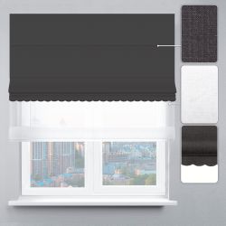 Римська штора День-Ніч Тюль/Рогожка Преміум з ланцюжковим карнизом з ажуром антрацитовий