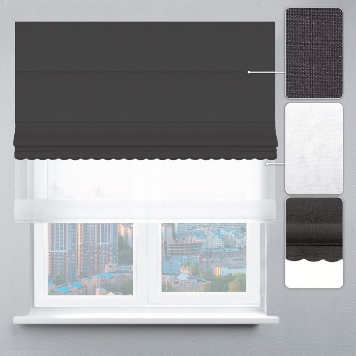 Римська штора День-Ніч Тюль/Рогожка Преміум з ажуром антрацитовий