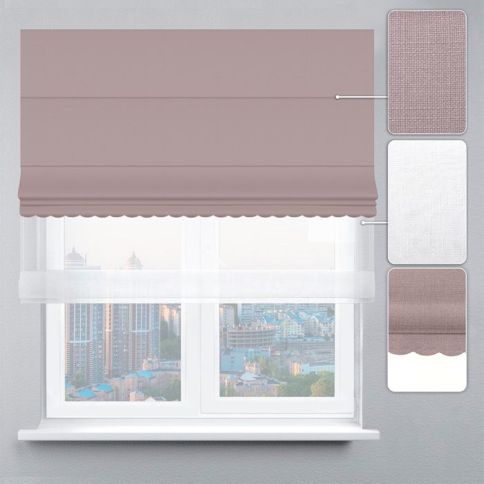 Римська штора День-Ніч Тюль/Рогожка Преміум з ажуром капучино