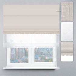 Римська штора День-Ніч Тюль/Рогожка Преміум з ажуром молочний