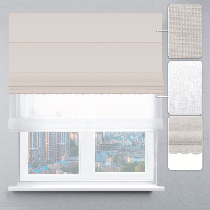 Римська штора День-Ніч Тюль/Рогожка Преміум з ажуром молочний