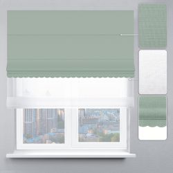 Римська штора День-Ніч Тюль/Рогожка Преміум з ажуром м'ятний