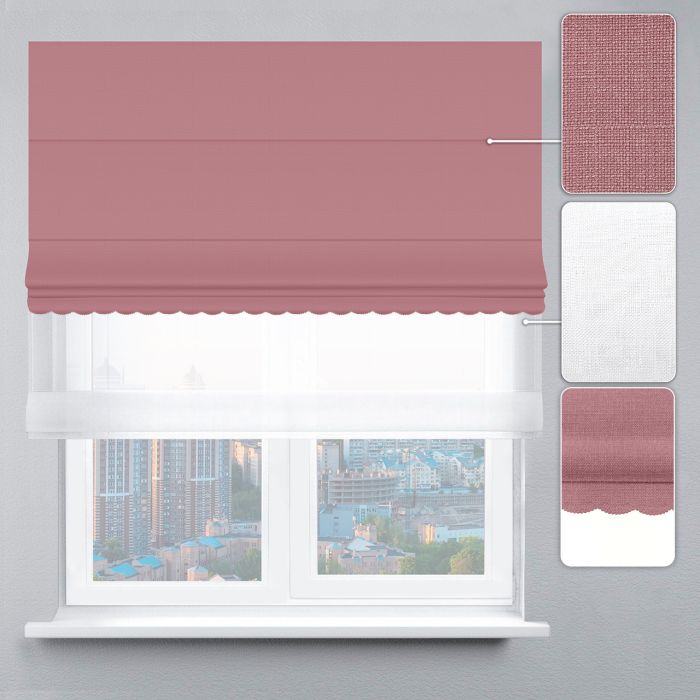 Римська штора День-Ніч Тюль/Рогожка Преміум з ажуром пудровий