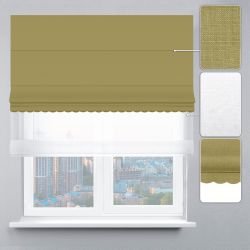 Римська штора День-Ніч Тюль/Рогожка Преміум з ажуром зелений