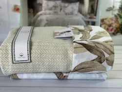 Літній Євро комплект з в’язаним пледом Romeo Home Bej